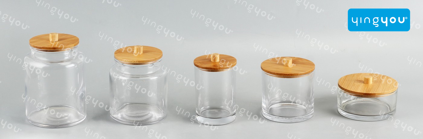 GLASS COTTON  JAR WITH LID